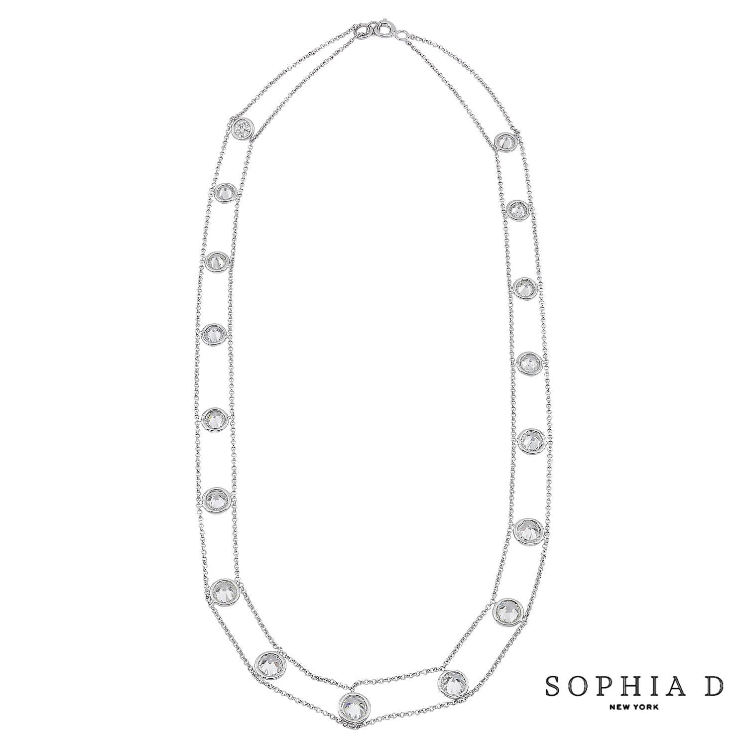 Taglio rotondo Sophia D. Collana Station con castone di diamanti in vendita