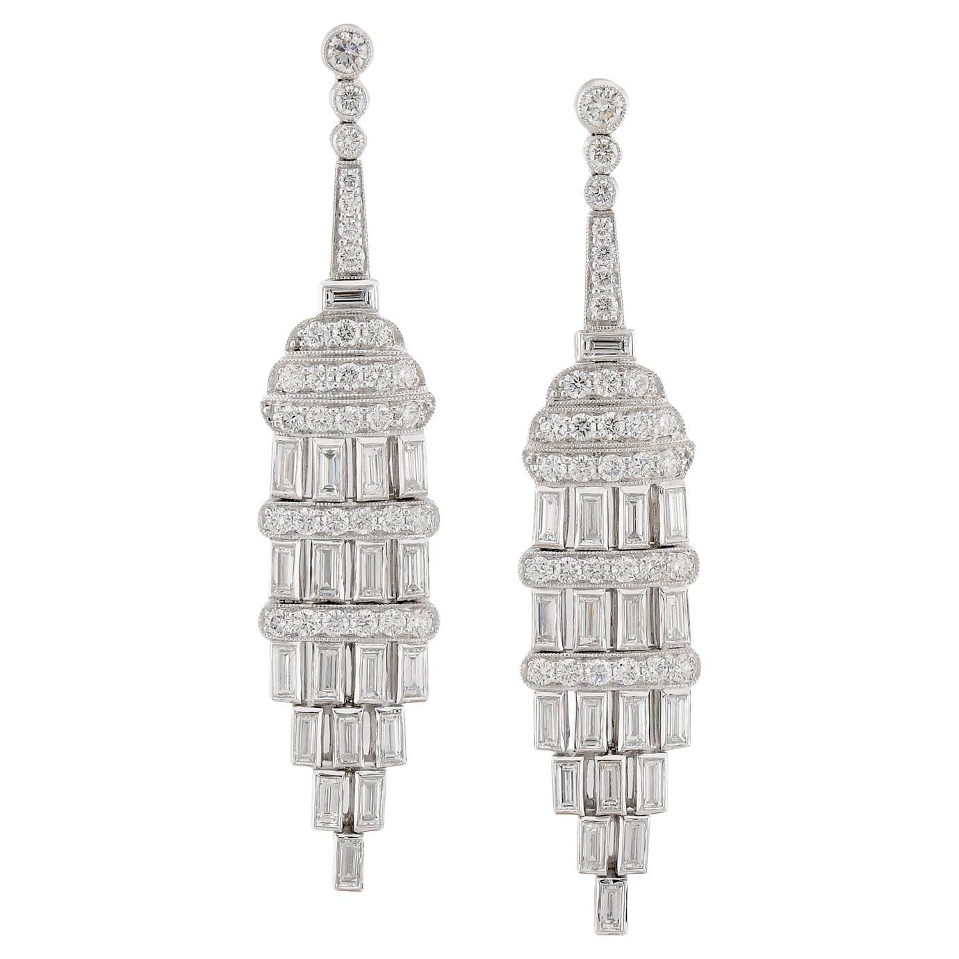 Sophia D Diamond Drop Earrings in Platinum im Angebot