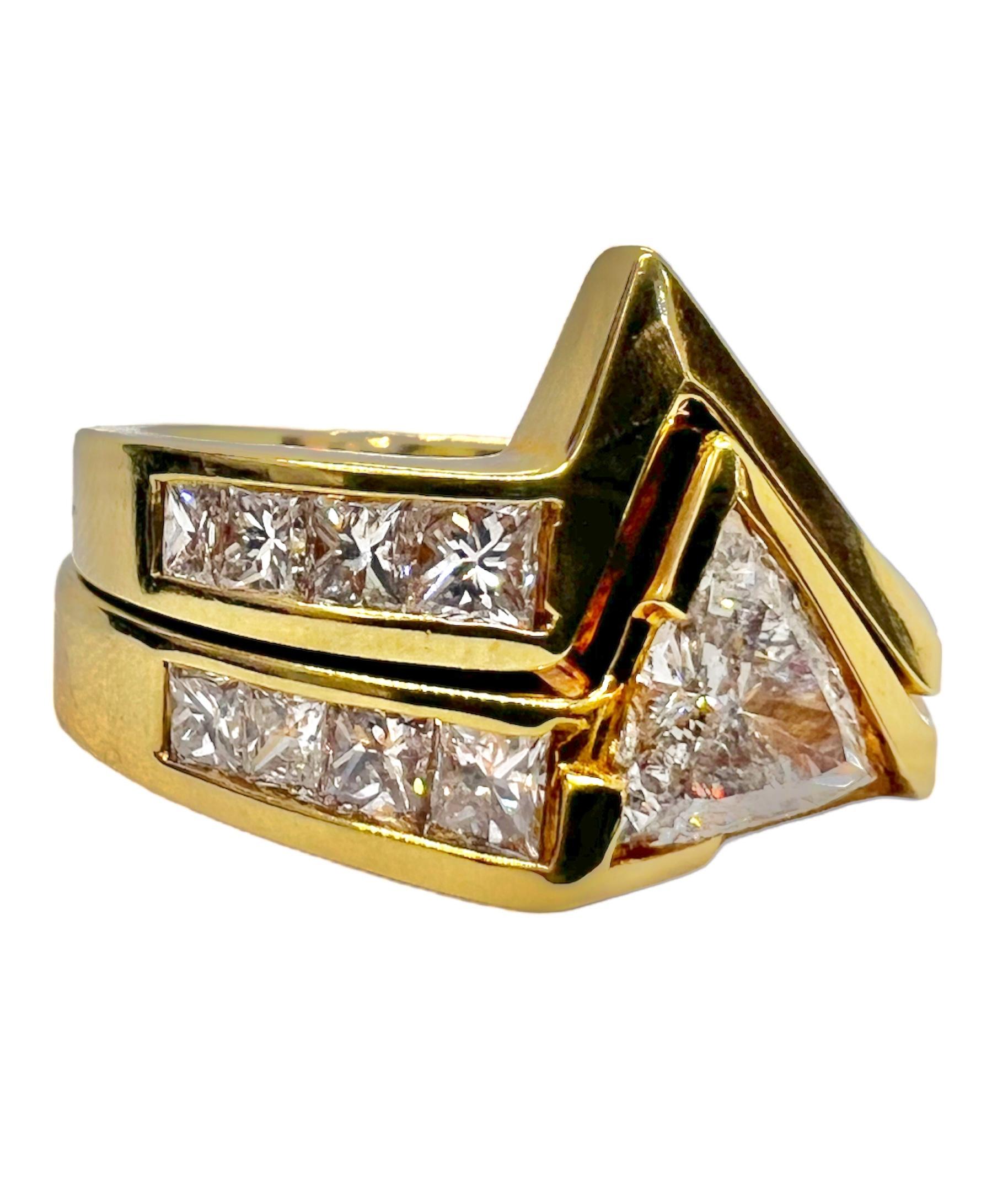 Art Deco Sophia D. Diamond Matching Rings in 14K Yellow Gold