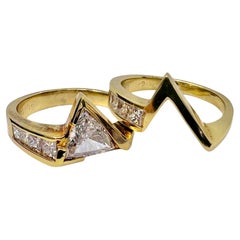 Sophia D. Anillos de diamantes a juego en oro amarillo de 14 quilates