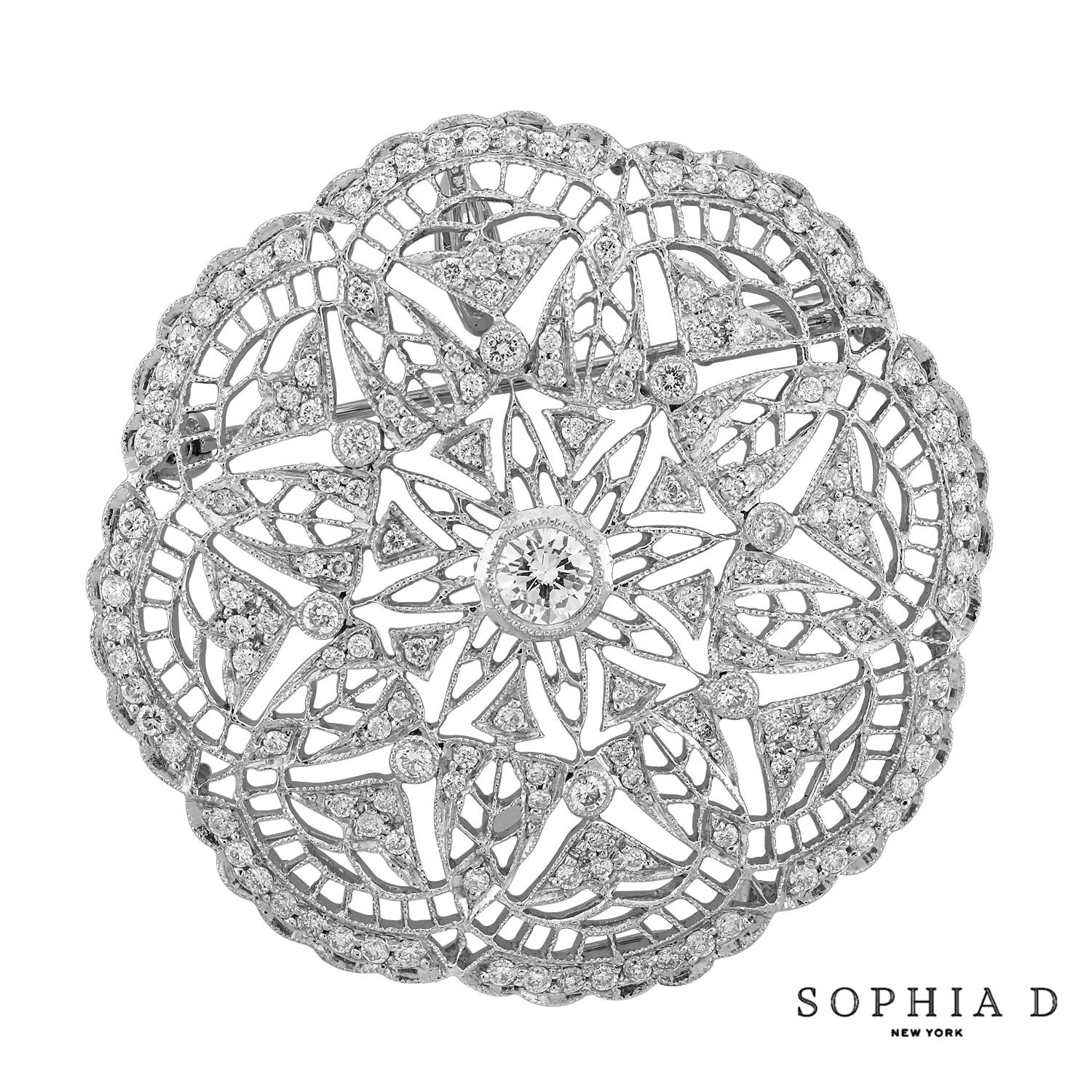 Sophia D. Diamond Pendant Brooch In New Condition For Sale In New York, NY