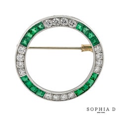 Sophia D. Emerald and Diamond Brooch