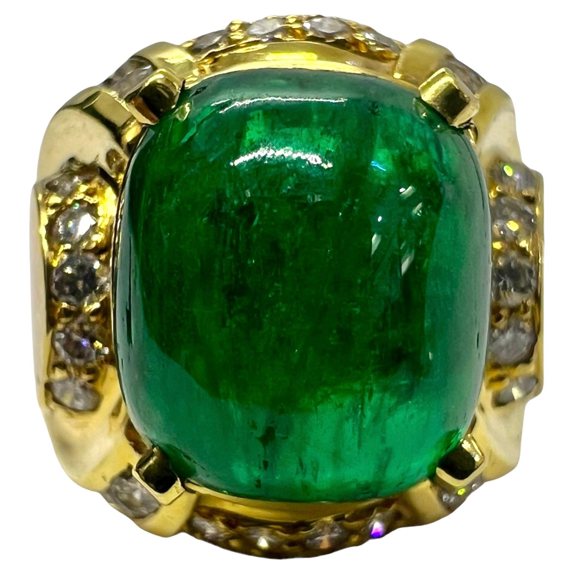 Sophia D. Emerald and Diamond Dome Ring For Sale