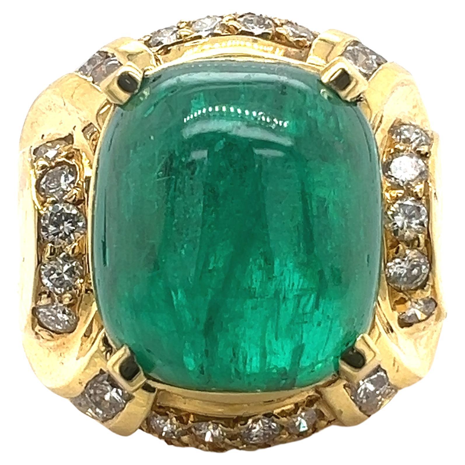 Sophia D. Emerald and Diamond Dome Ring For Sale