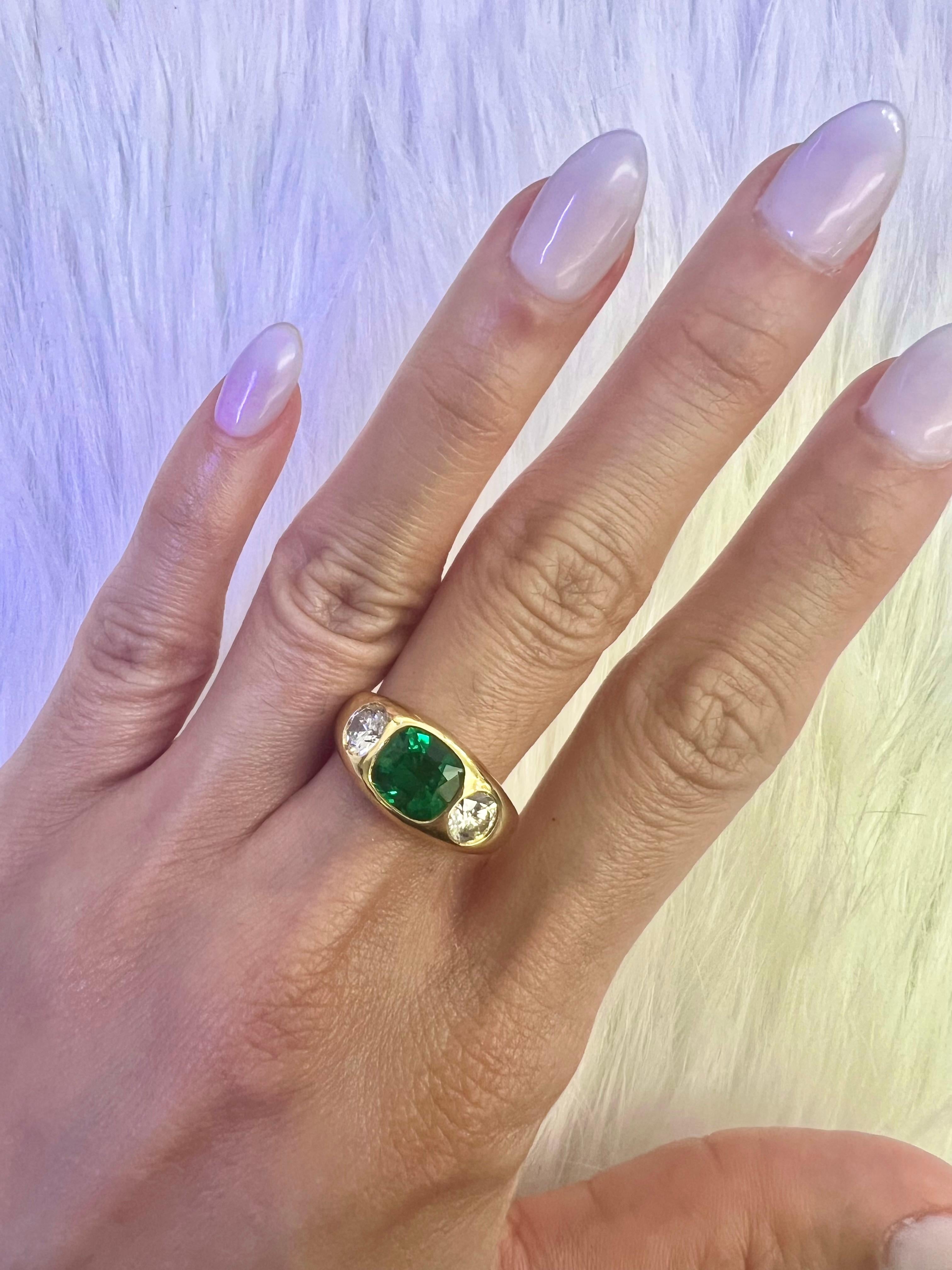 Sophia D. Emerald and Diamond Ring in 18K Yellow Gold In New Condition For Sale In New York, NY