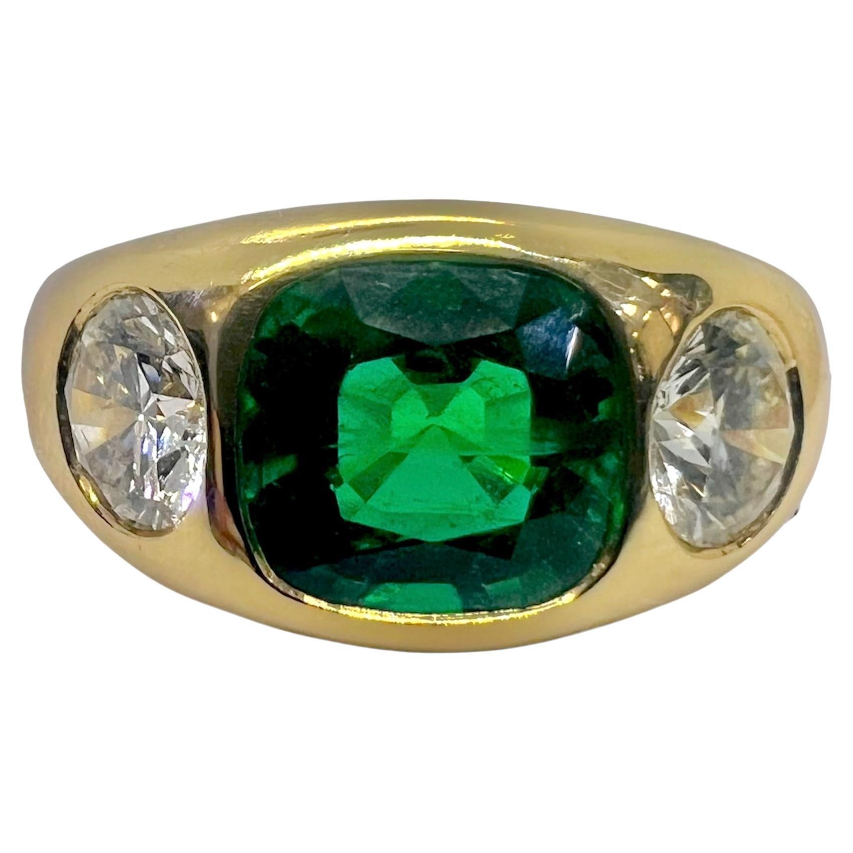 Sophia D. Emerald and Diamond Ring in 18K Yellow Gold