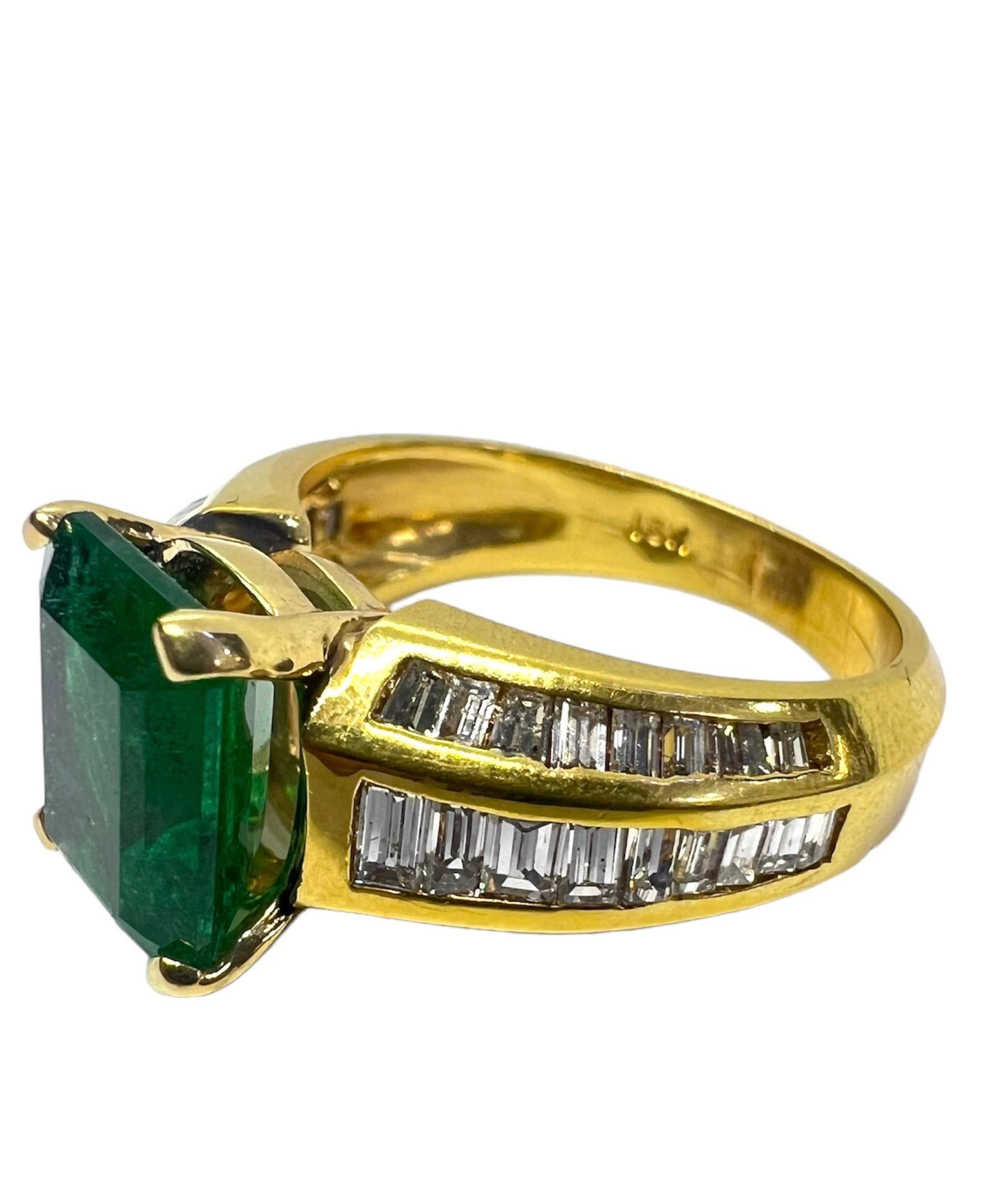 18K yellow gold ring with emerald center stone and diamonds.

Sophia D by Joseph Dardashti LTD has been known worldwide for 35 years and are inspired by classic Art Deco design that merges with modern manufacturing techniques.