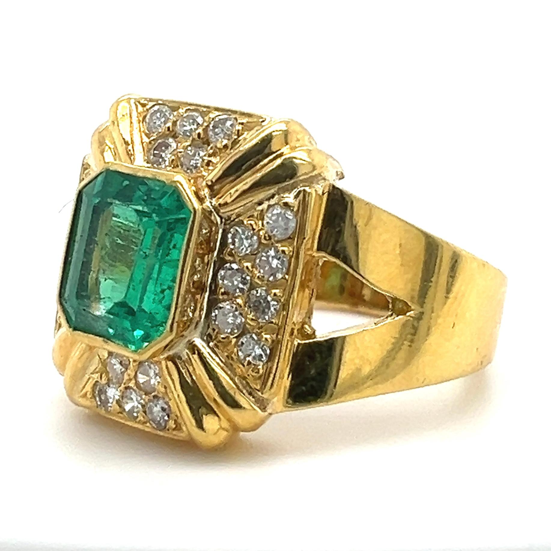 Art Deco Sophia D. Emerald and Diamond Ring