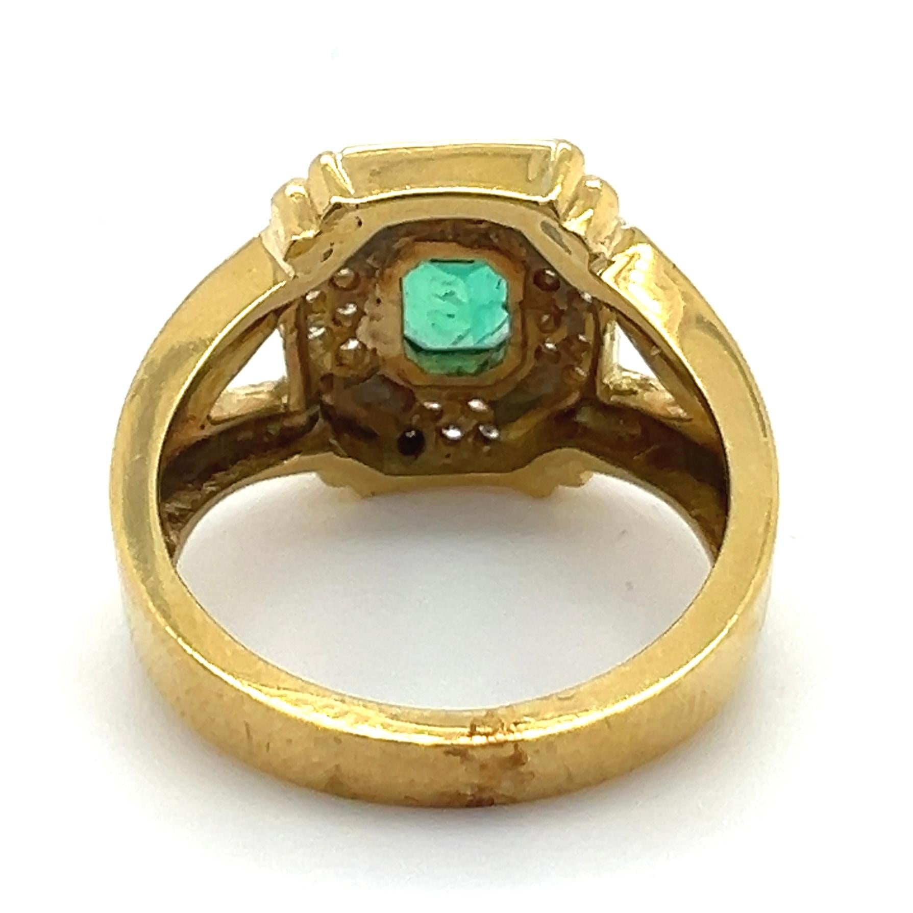 Emerald Cut Sophia D. Emerald and Diamond Ring For Sale