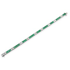 Sophia D. French Cut Emerald and Diamond Line Bracelet