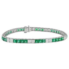 Sophia D. Bracciale linea smeraldo e diamante taglio francese