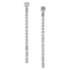 Sophia D Emerald Cut Diamond Line Earrings Platinum