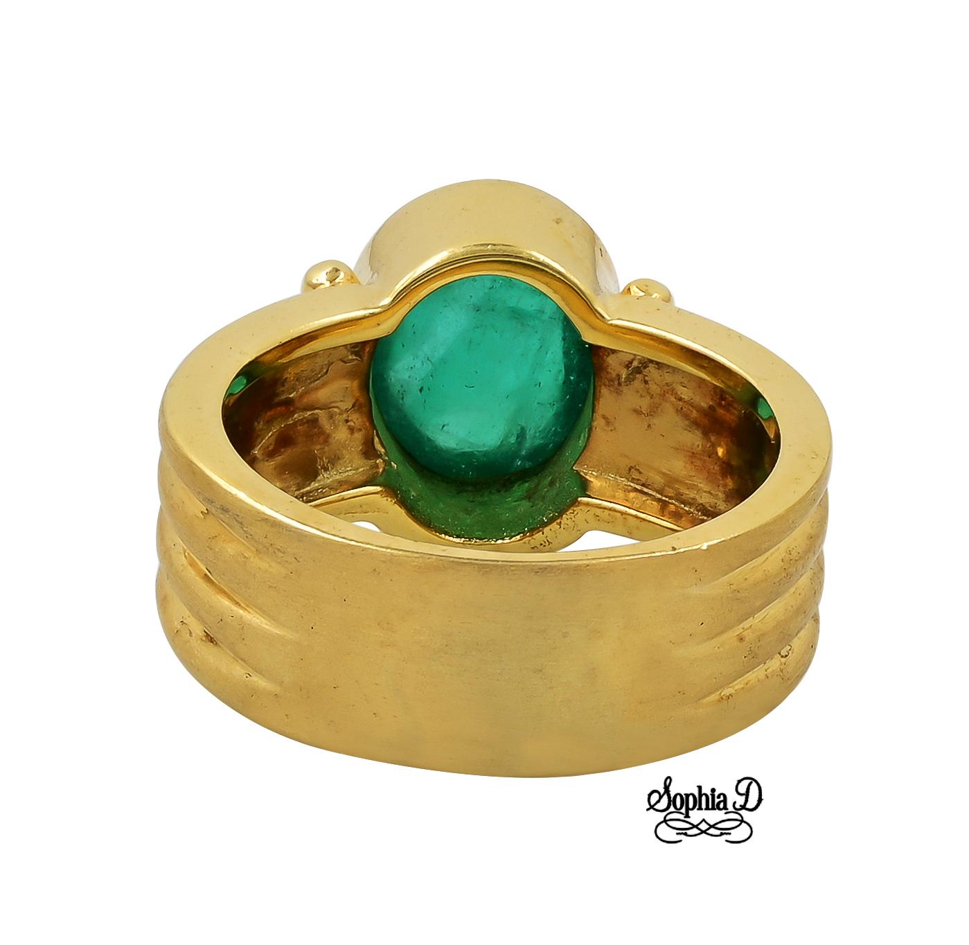 Art Deco Sophia D. Emerald Yellow Gold Ring For Sale