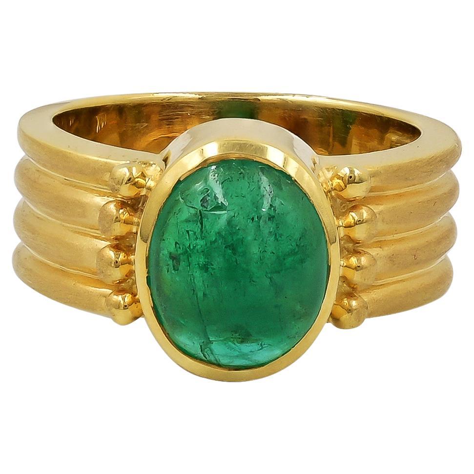 Sophia D. Emerald Yellow Gold Ring For Sale