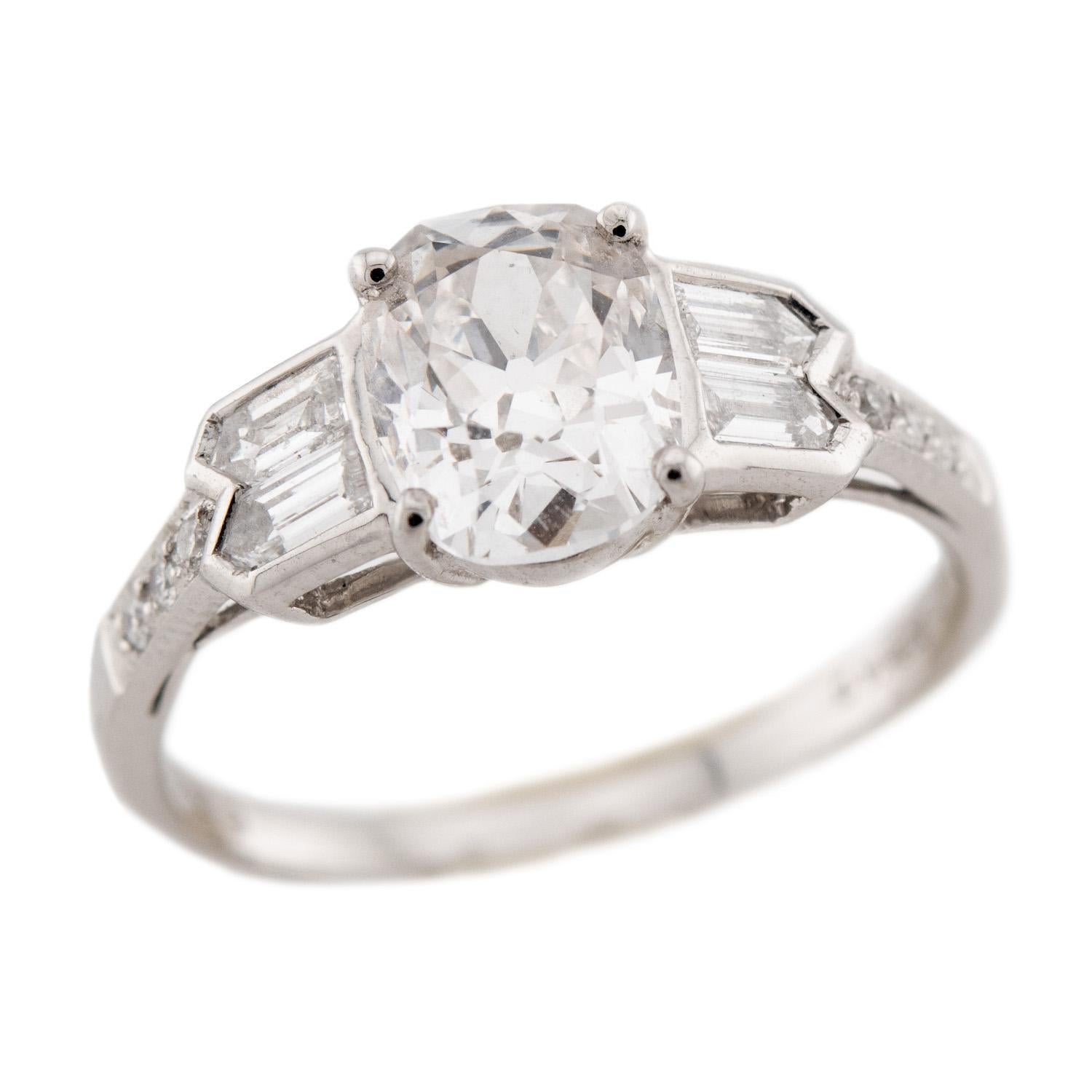 Anello di fidanzamento con diamante GIA in platino SOPHIA D Estate 1,58ct In condizioni buone in vendita a Narberth, PA