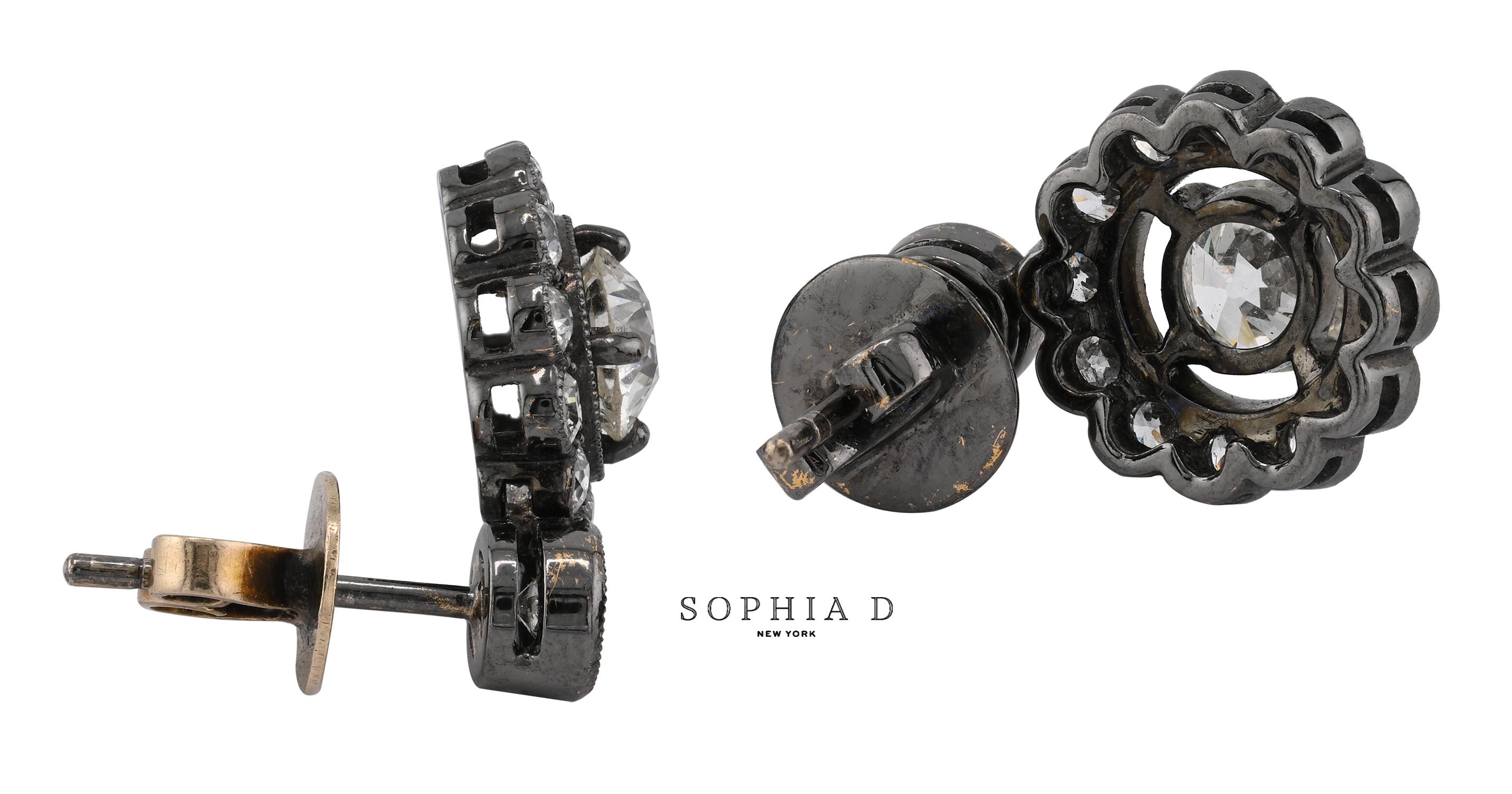 Women's or Men's Sophia D. Floral Diamond Earrings For Sale