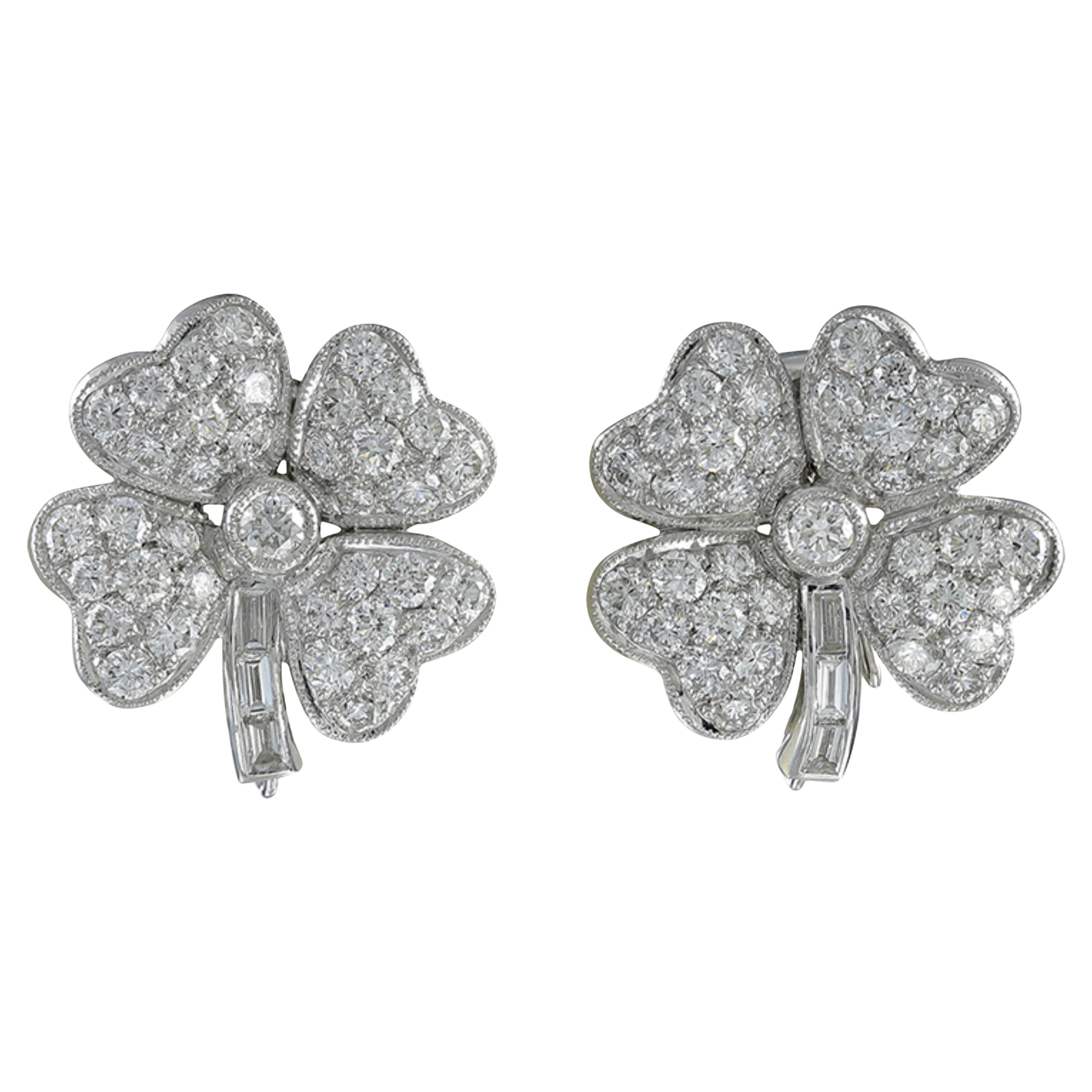 Sophia D. Floral Motif Diamond Earrings For Sale