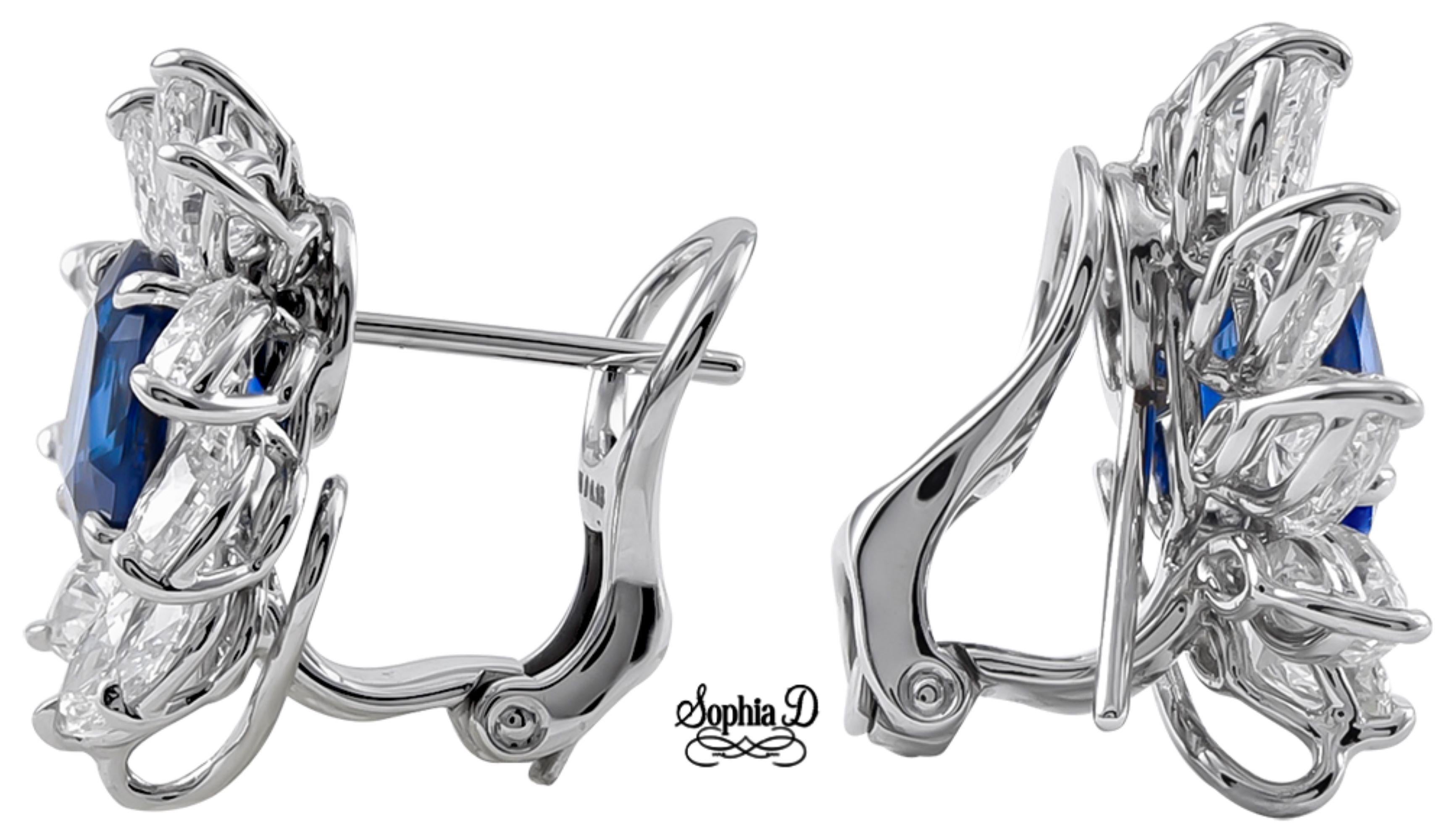 Sophia D. Boucles d'oreilles à motif floral en saphir et diamants Neuf - En vente à New York, NY