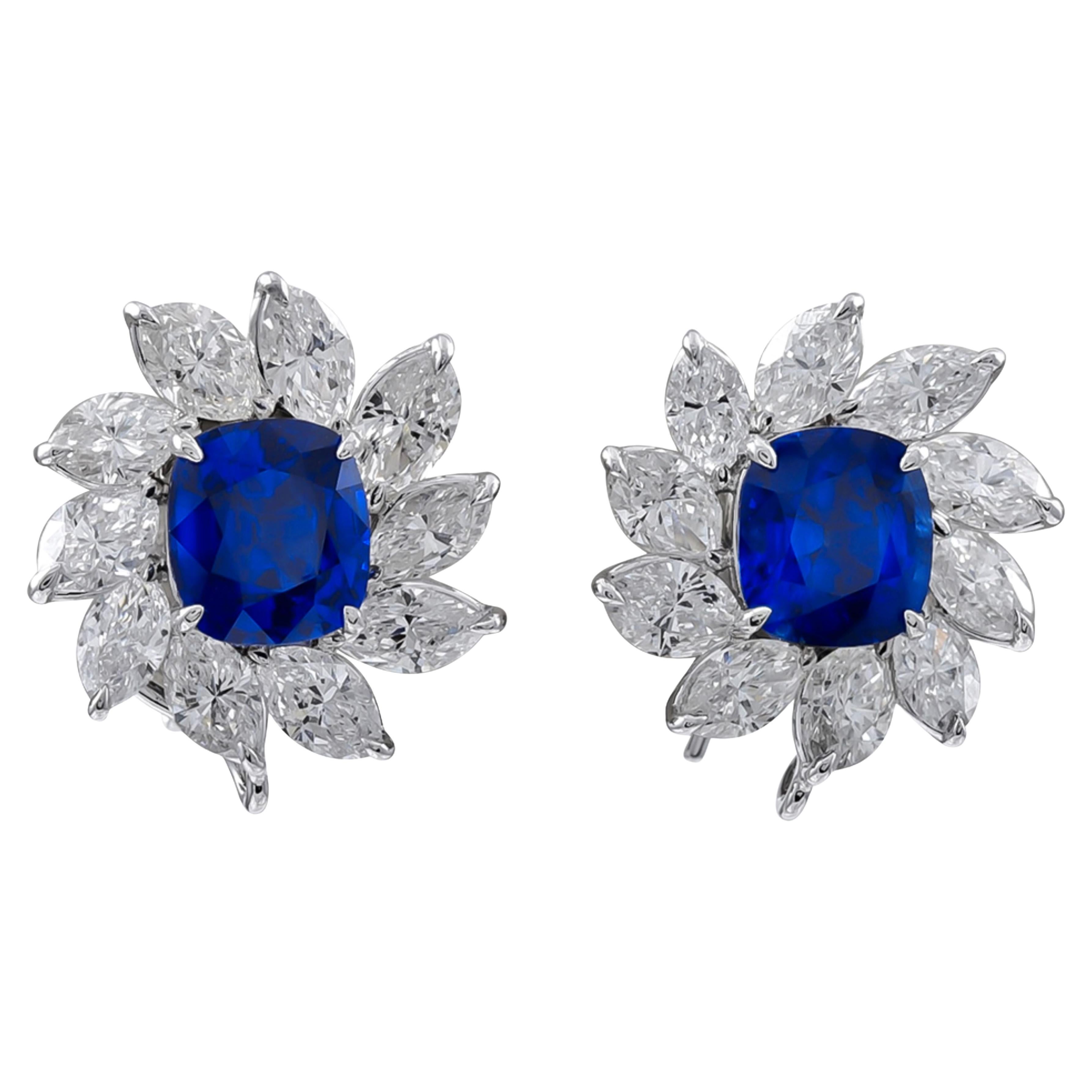 Sophia D. Floral Motif Sapphire and Diamond Earrings