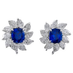 Sophia D. Floral Motif Sapphire and Diamond Earrings