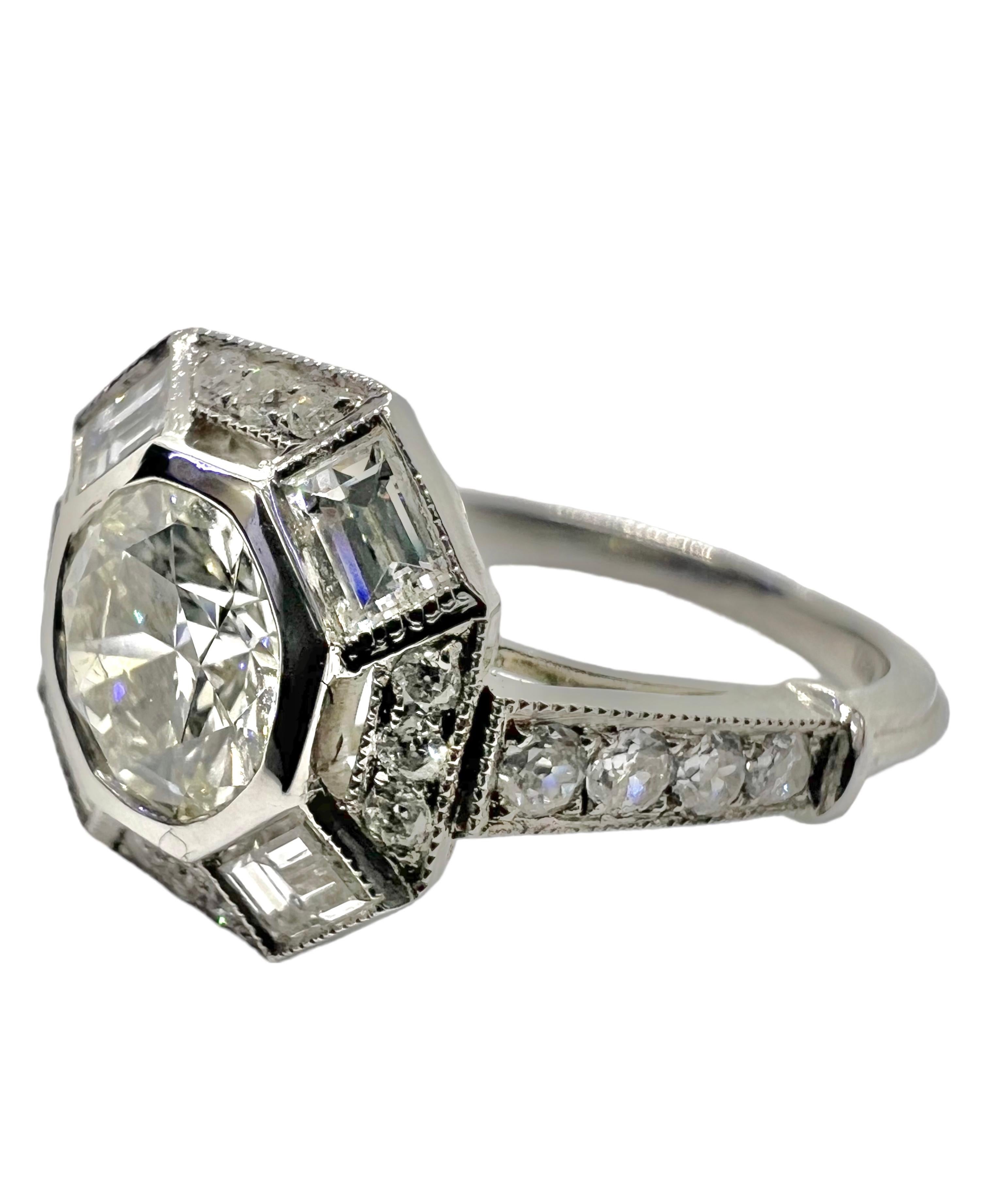 Art deco platinum ring with KVVS2 center round diamond that weighs 1.05 carat and .84 carat diamonds.

Sophia D by Joseph Dardashti LTD has been known worldwide for 35 years and are inspired by classic Art Deco design that merges with modern