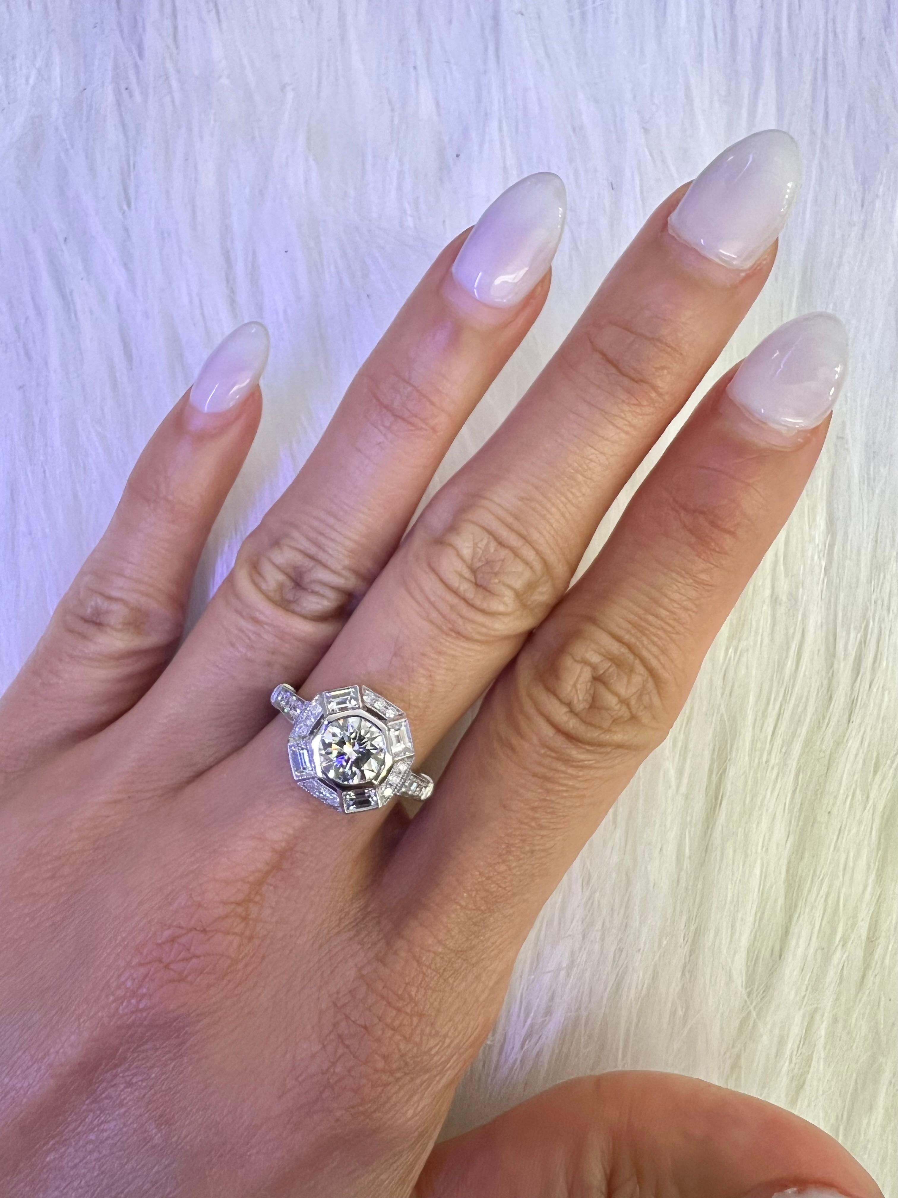 Women's or Men's Sophia D. GIA Certified 1.05 Carat Diamond Art Deco Ring For Sale