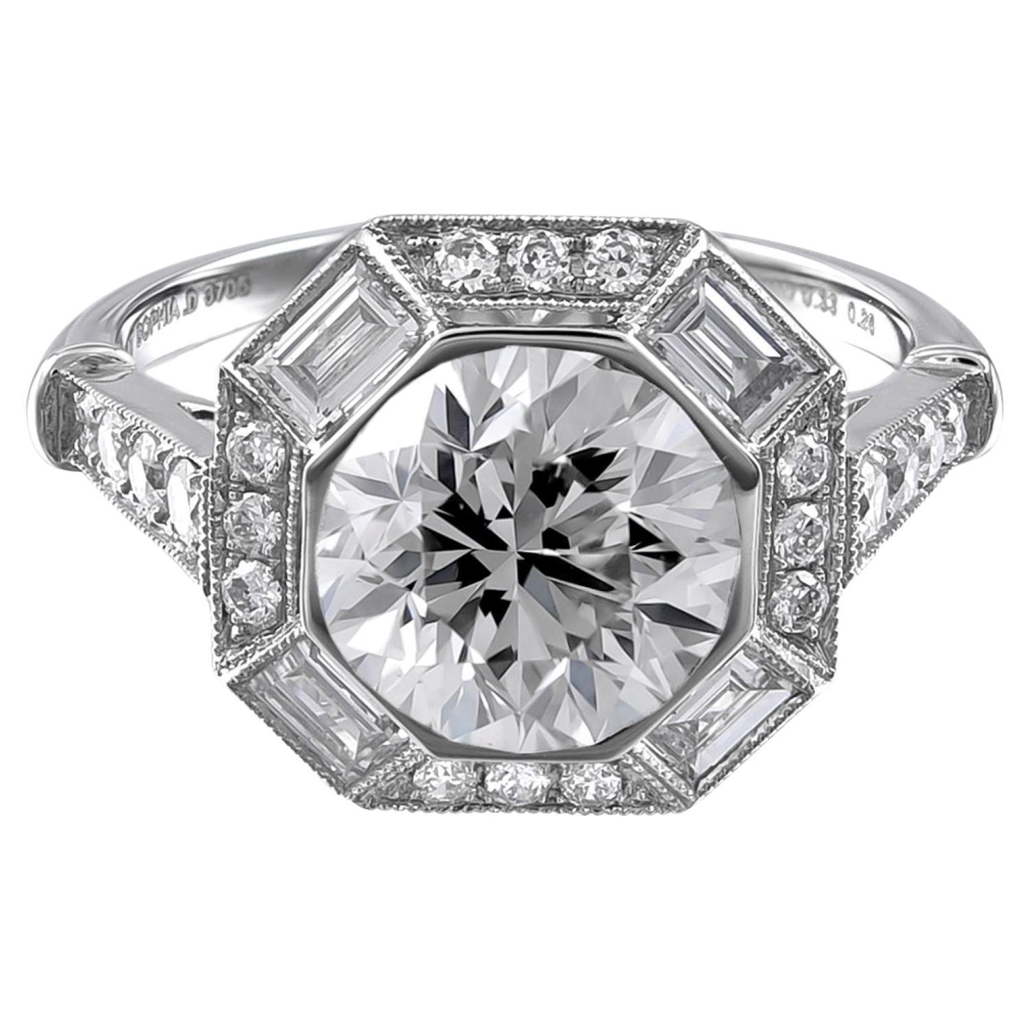 Sophia D. GIA Certified 1.05 Carat Diamond Art Deco Ring For Sale