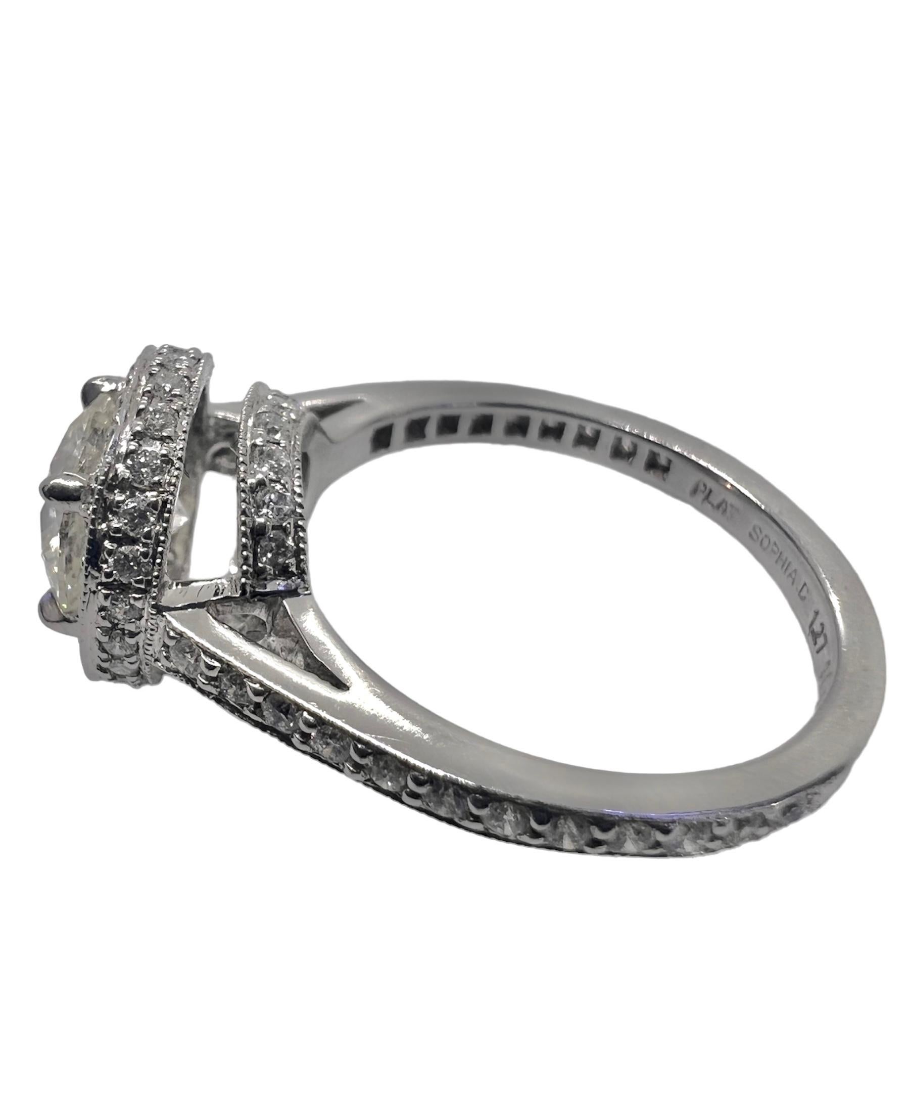 Sophia D. GIA Certified 1.27 Carat All Diamond Platinum Engagement Ring In New Condition For Sale In New York, NY