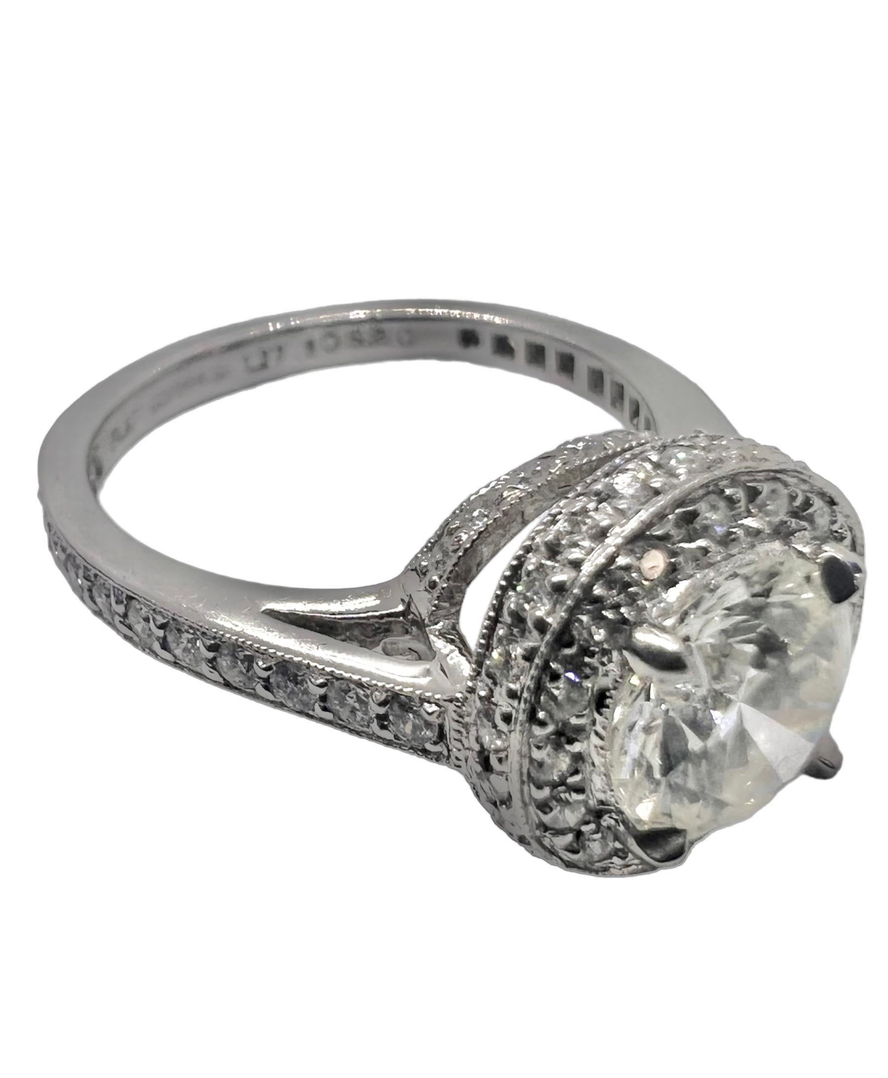 Women's or Men's Sophia D. GIA Certified 1.27 Carat All Diamond Platinum Engagement Ring For Sale
