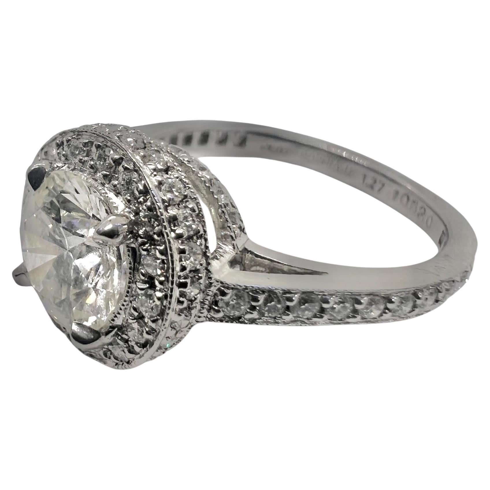 Sophia D. GIA Certified 1.27 Carat All Diamond Platinum Engagement Ring For Sale