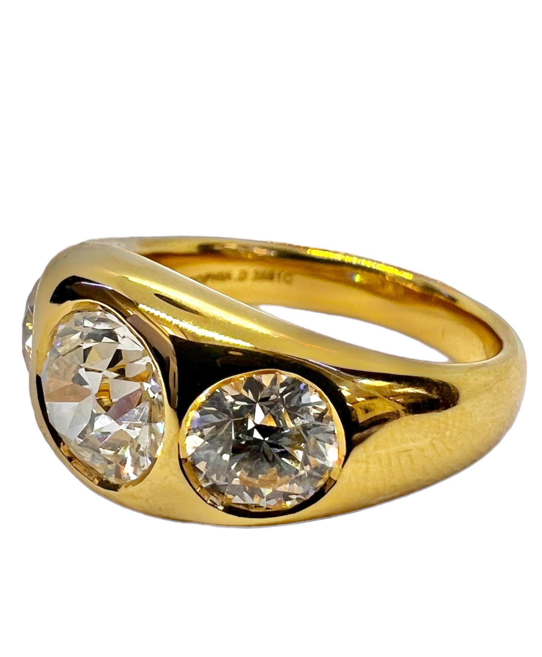GIA certified diamond ring set in 18K yellow gold with 1.63 carat LVS2 diamond, 0.44 carat HVS2 diamond and 0.39 carat HVS1 carat diamond. 

Sophia D by Joseph Dardashti LTD has been known worldwide for 35 years and are inspired by classic Art Deco