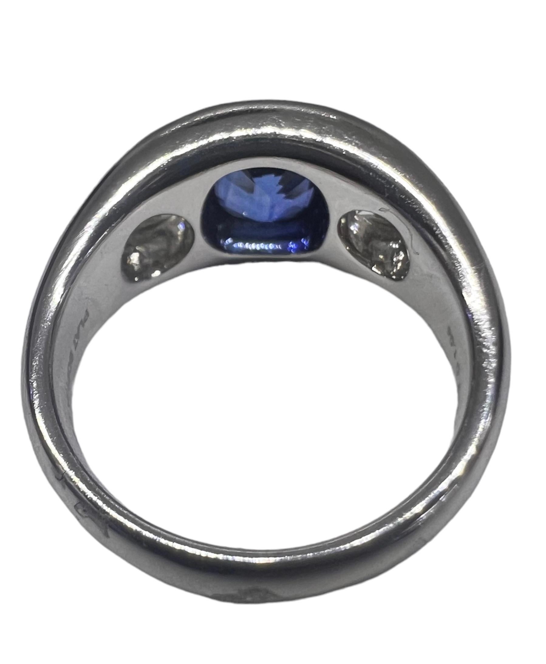 Cushion Cut Sophia D. GIA Certified Diamond and Blue Sapphire Gypsy Ring For Sale