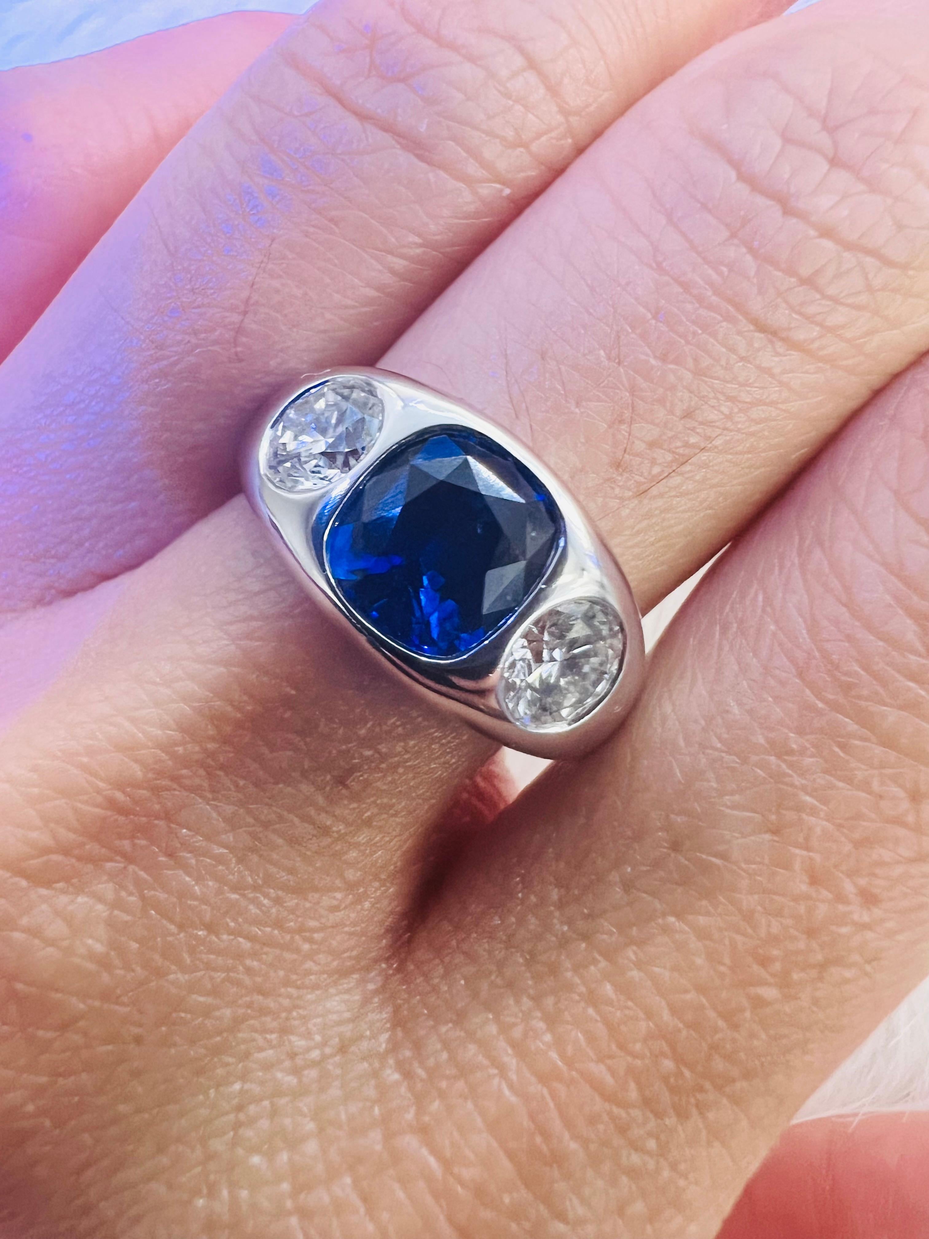 Sophia D. GIA Certified Diamond and Blue Sapphire Ring In New Condition For Sale In New York, NY
