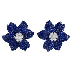 Sophia D. Invisible Design Floral Design Sapphire Earrings