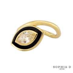 Sophia D Marquise Diamond and Onyx Statement Ring in 18K Yellow Gold