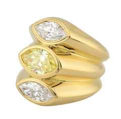 Sophia D Marquise Diamond Three Stone Ring 18K Yellow Gold