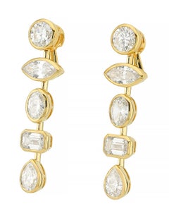 Sophia D Mixed Cut Diamond Drop Earrings 18K Yellow Gold