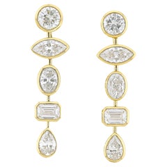 Sophia D Mixed Cut Diamond Drop Earrings 18K Yellow Gold