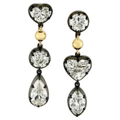 Sophia D Mixed Shape Diamond Drop Earrings Platinum and 18K Yellow Gold