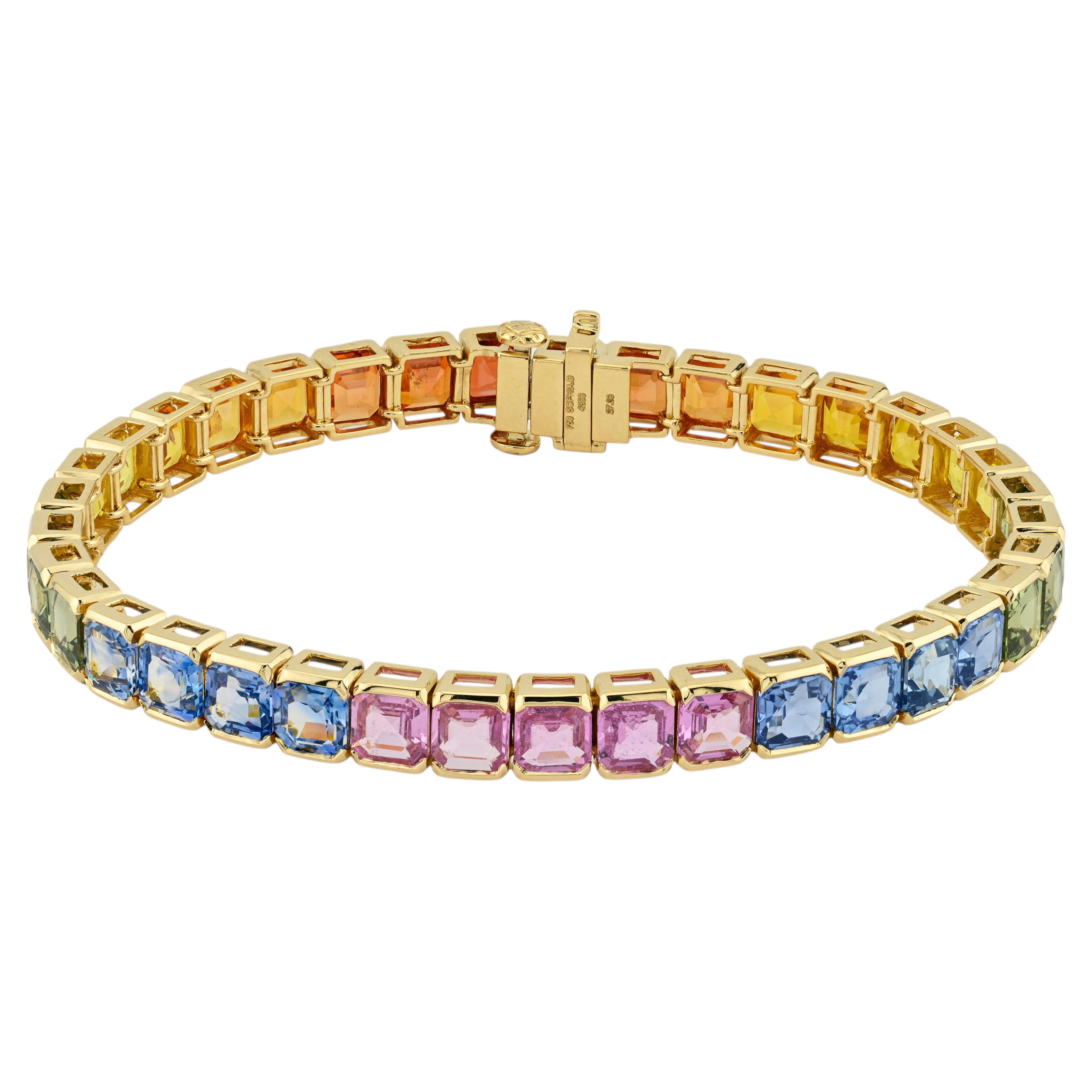 Sophia D Pulsera Zafiro Multicolor Oro Amarillo 18K en venta