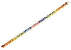 Sophia D Multi Color Sapphire Line Bracelet 18K Yellow Gold