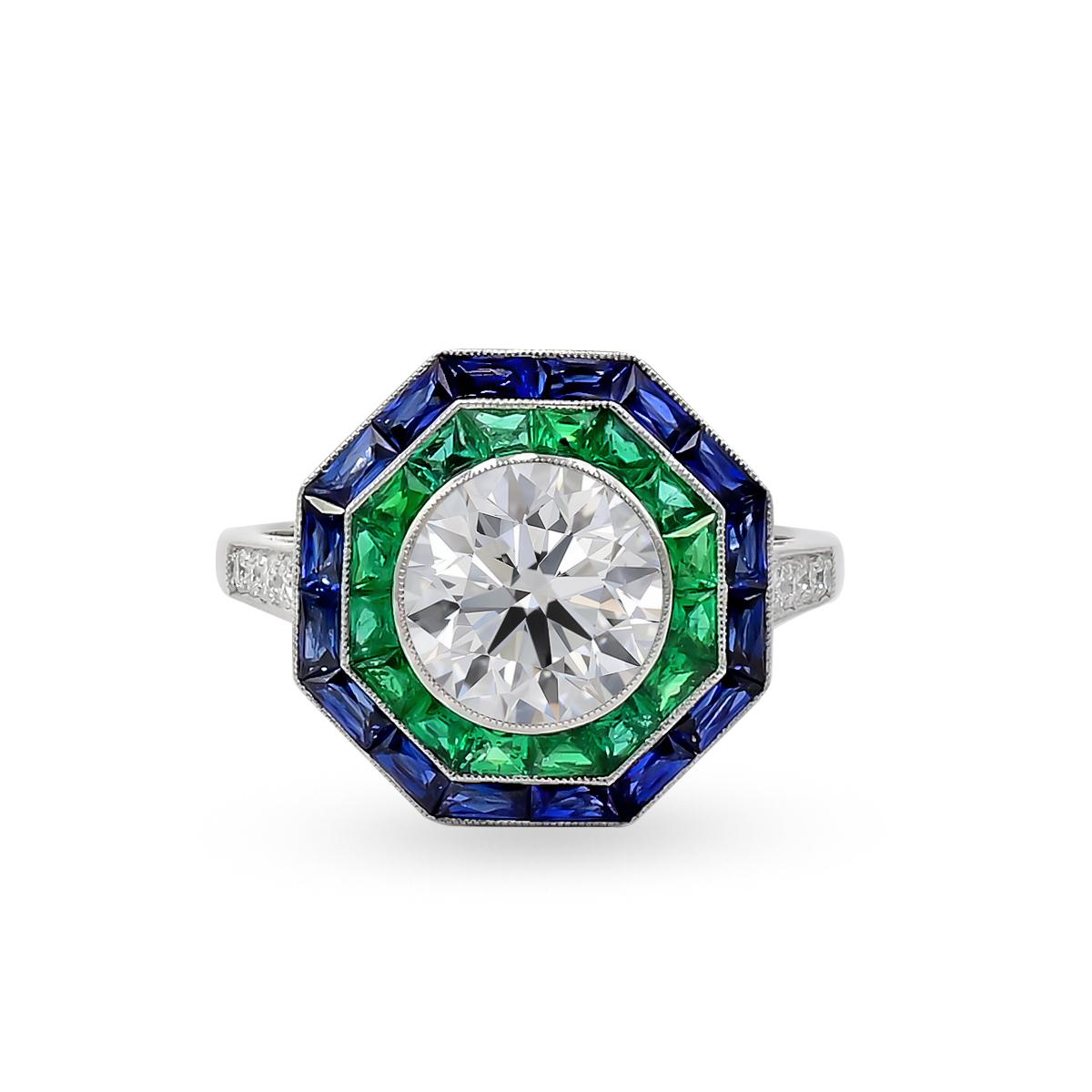 Sophia D. Sechseckiger Ring mit mehreren Edelsteinen für Damen oder Herren im Angebot