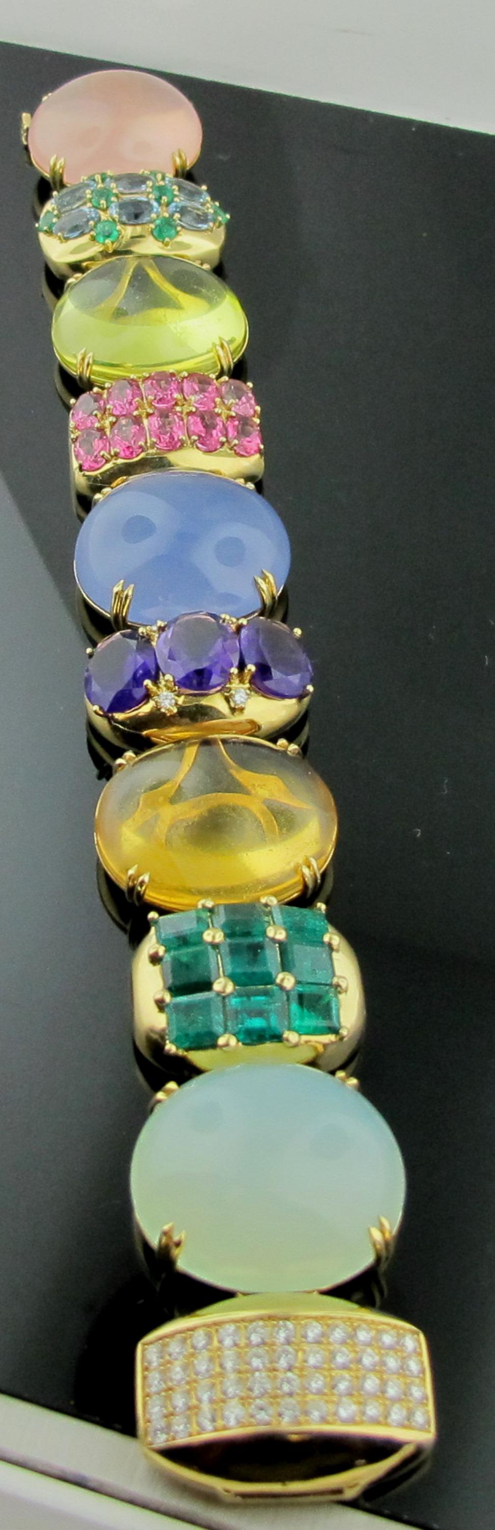 Sophia D Multi-Stone and Semi-Precious Original Bracelet in 18 Karat Yellow Gold 1