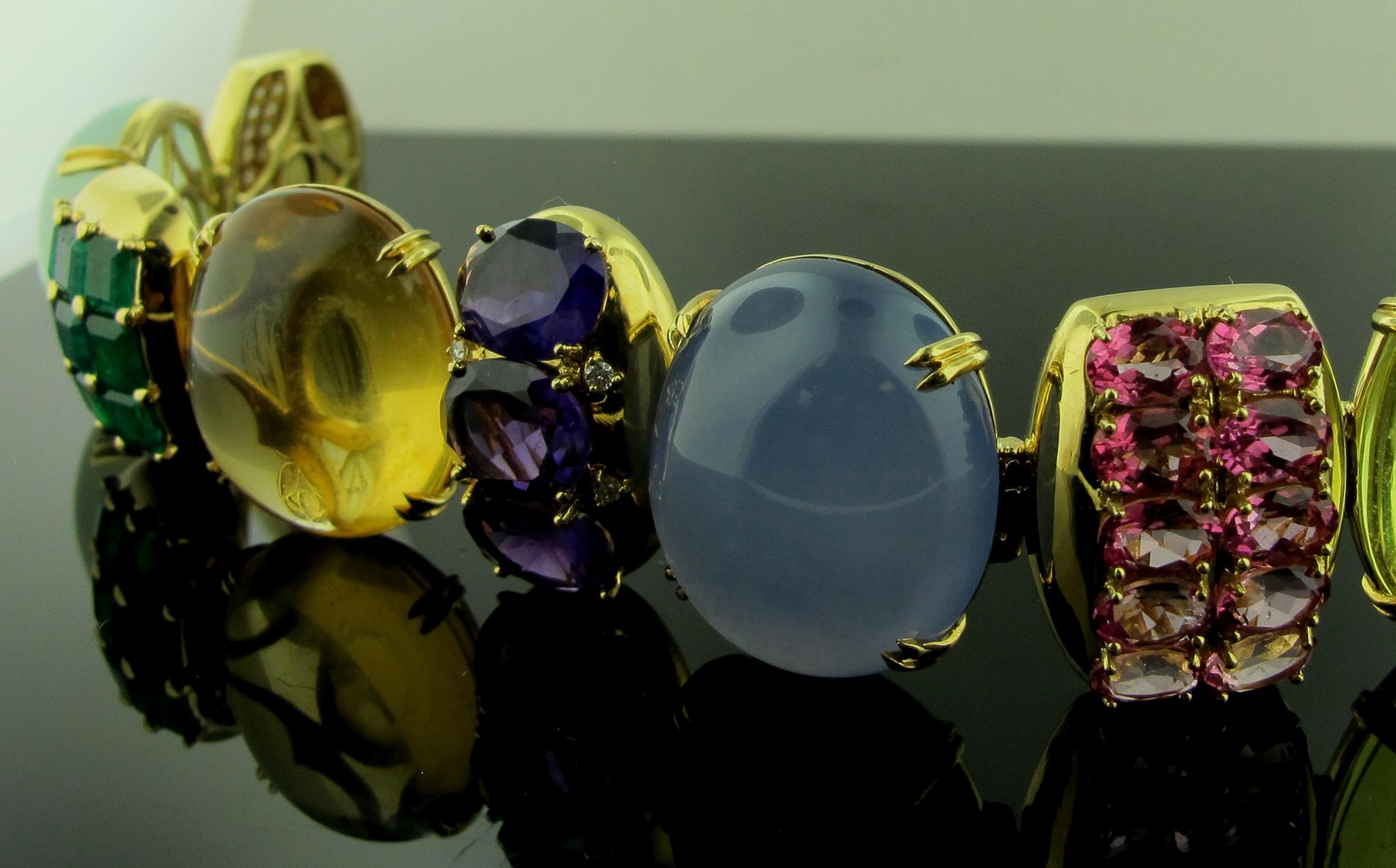Sophia D Multi-Stone and Semi-Precious Original Bracelet in 18 Karat Yellow Gold 3