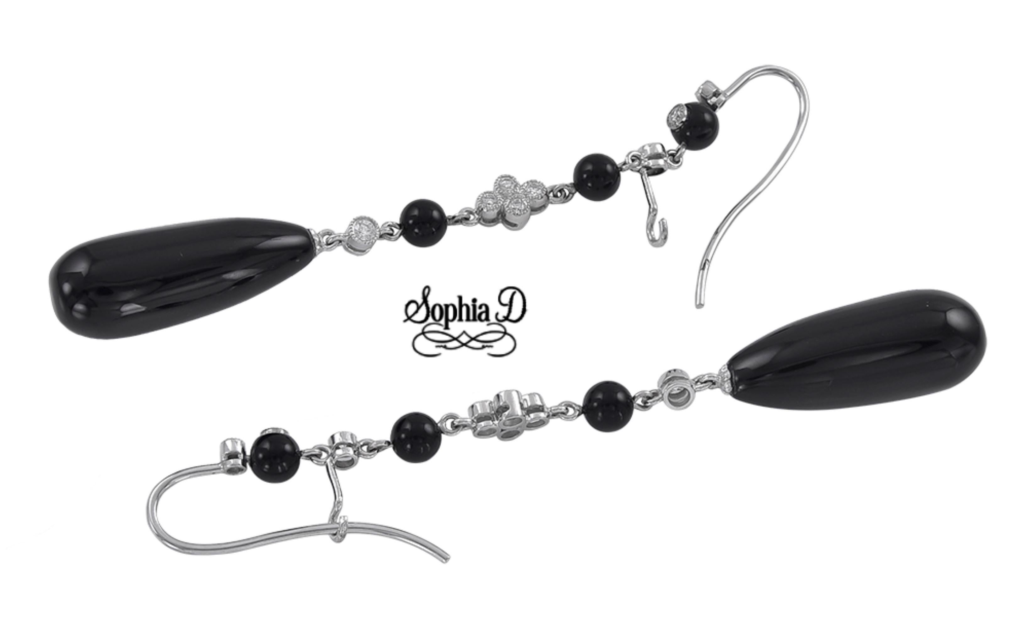 Sophia D. Onyx and Diamond Earrings In New Condition For Sale In New York, NY