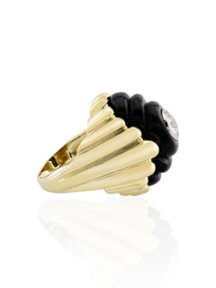 Sophia D Onyx and Diamond Platinum and 18K Yellow Gold Ring