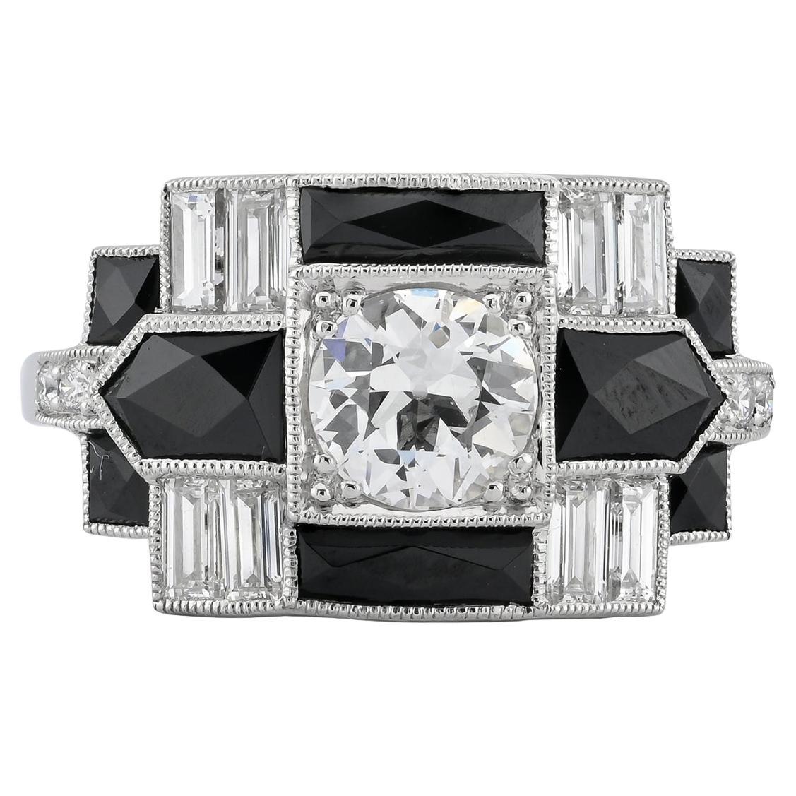 Sophia D. Onyx and Diamond Platinum Ring