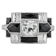 Sophia D. Onyx and Diamond Platinum Ring