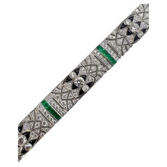 Sophia D. Onyx, Emerald and Diamond Art Deco Bracelet