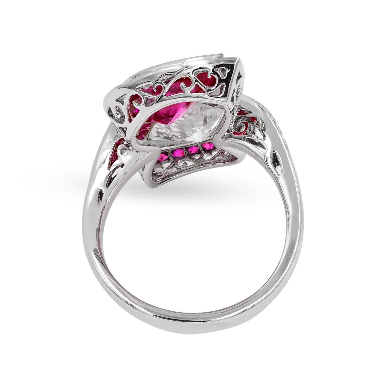 Pear Cut Sophia D. Pear Shape Toi et Moi Ring with Diamond and Ruby For Sale